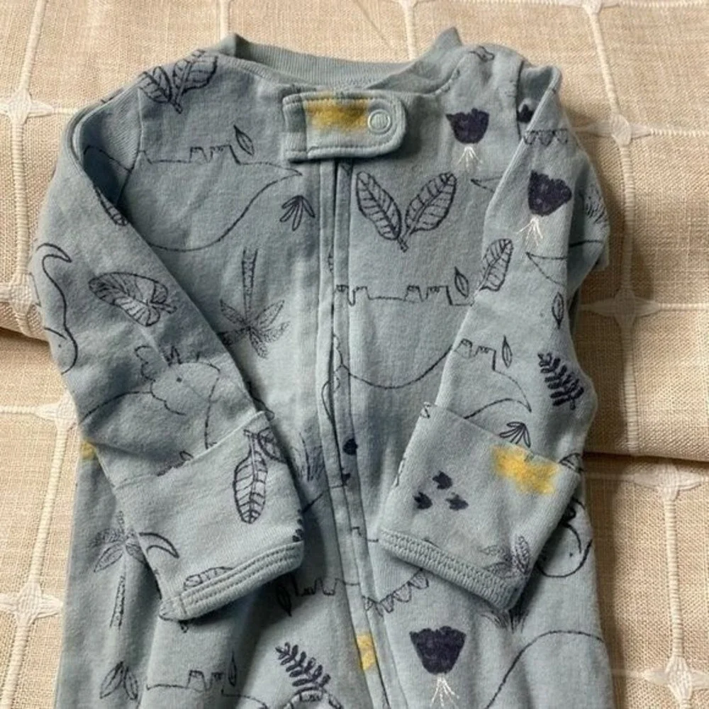 Carter's‎ Cloud Island Infant Sleepers Kids NB Blue Gray Dinosaur 2-Way Zip Set